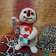 Валяная фигурка снеговик, Войлочная игрушка, Саранск,  Фото №1