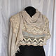 Large tippet sand-coloured design with lace trim. Wraps. Lena Aseeva Knit and Felt. My Livemaster. Фото №5