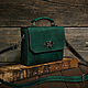 Женская сумочка зеленого цвета на длинном ремешке. Классическая сумка. Creative Leather Workshop. Ярмарка Мастеров.  Фото №4