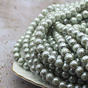 Материалы для творчества handmade. Livemaster - original item Beads: Glass pearls 6 mm 30 pcs Silver Textured. Handmade.