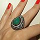 Ring of 925 SILVER with a chrysoprase framed tourmalines, Rings, Krasnodar,  Фото №1