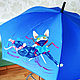 Umbrella with hand-painted Ninja Cat. Umbrellas. ArtelL. My Livemaster. Фото №5