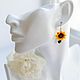 Handmade earrings with sunflower and Swarovski crystal. Earrings. Clarissejewelry. My Livemaster. Фото №5
