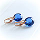 Earrings with blue Swiss Topaz in 18K rose gold, Earrings, Moscow,  Фото №1