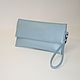 Clutch bags small, leather.Grey-blue and pale mint, Clutches, St. Petersburg,  Фото №1