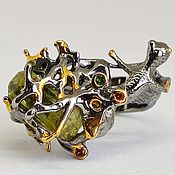 Кольцо "Саманта", нат. цветные Сапфиры, серебро 925