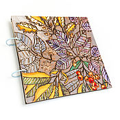 Канцелярские товары handmade. Livemaster - original item Sketchbook wood cover 22x22sm "Forest-2". Handmade.