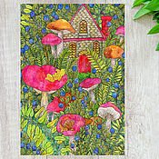 Открытки handmade. Livemaster - original item A set of postcrossing postcards with mushrooms 6 pieces. Handmade.