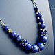 Chain necklace lapis blue lapis brass beads, Necklace, Krasnogorsk,  Фото №1