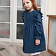 Women's linen dress Amelia dark blue with ruffles. Dresses. molinialife. My Livemaster. Фото №4