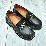 Обувь ручной работы handmade. Livemaster - original item Loafers for women, made of genuine calfskin, in black.. Handmade.