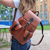 Сумки и аксессуары handmade. Livemaster - original item Backpack leather womens brown Dahlia Mod R12p-602. Handmade.