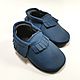 Blue Baby Moccasins, Leather Baby Shoes, Blue Moccs, Footwear for childrens, Kharkiv,  Фото №1