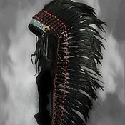 Субкультуры handmade. Livemaster - original item Black Long Length Indian Headdress, Native American War Bonnet. Handmade.