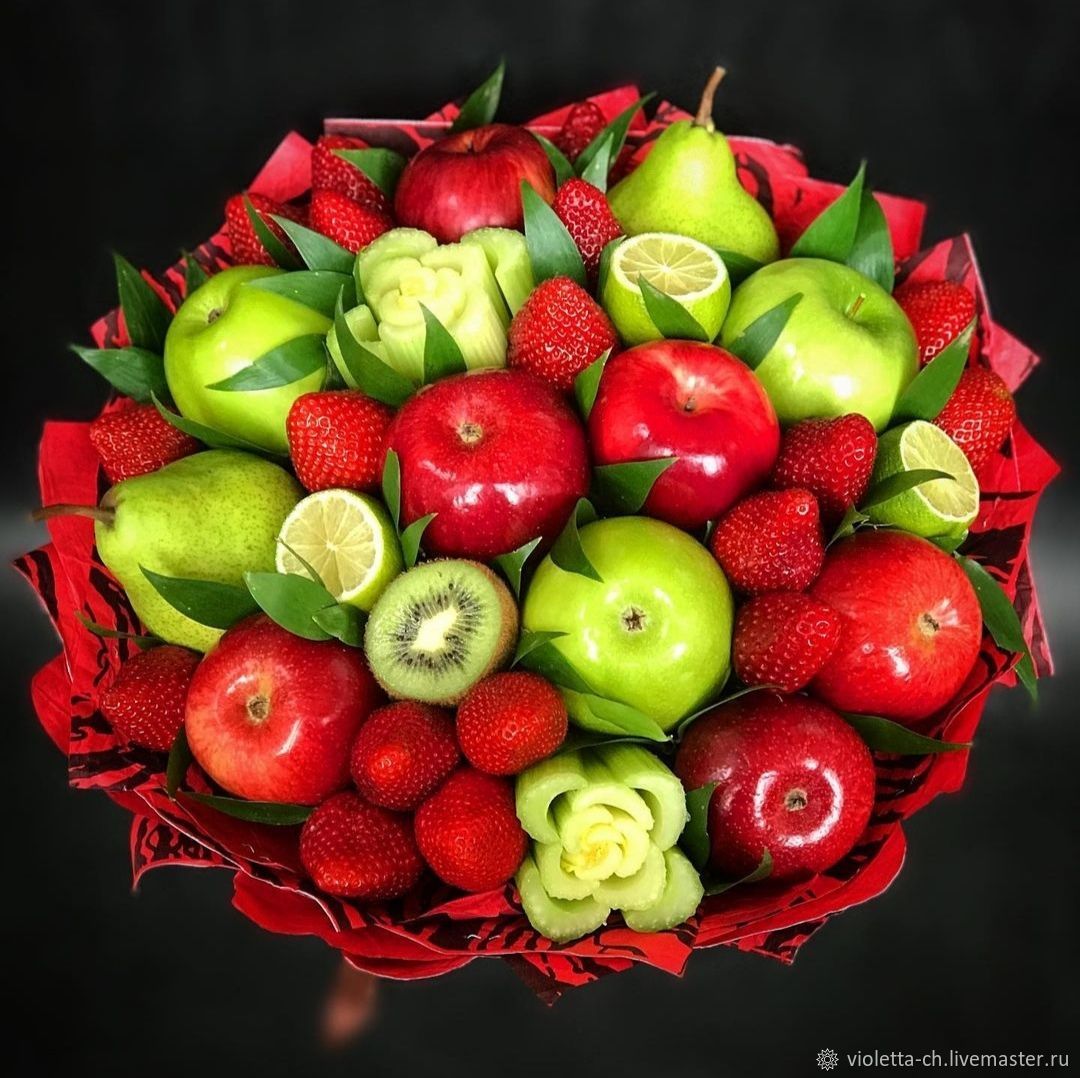 Fruit bouquet (осенний букет с фруктов и цветов)