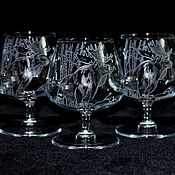 Посуда handmade. Livemaster - original item moose. Engraved glass.. Handmade.