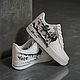Кастомные кроссовки белые nike  AF1, ручная роспись, Волк и Заяц арт. Кроссовки. Olgavolgoart. Роспись одежды и обуви. Кастом. Ярмарка Мастеров.  Фото №7