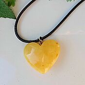 Украшения handmade. Livemaster - original item Amber Heart Pendant made of natural amber yellow matte. Handmade.
