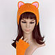 kit: Headband with Fox ears Knitted Mittens with paws. Bandage. Space Cat Knitting. My Livemaster. Фото №5