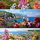 Пейзажи с яркими цветами для купюрниц (D100417) - рисовая бумага, А4, Бумага для скрапбукинга, Москва,  Фото №1