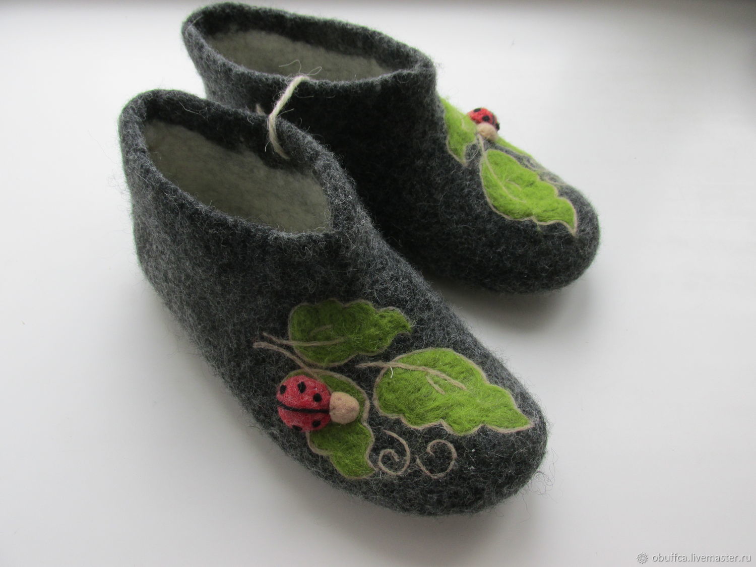 High felted Slippers with leather shoes prevention for the home, Slippers, Kazan,  Фото №1