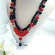 Necklace and earrings with coral and black agate. Necklace. Magical Beauty Gems. Online shopping on My Livemaster.  Фото №2
