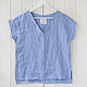 Light blue blouse with a V-neck made of 100% linen. Blouses. etnoart. Online shopping on My Livemaster.  Фото №2