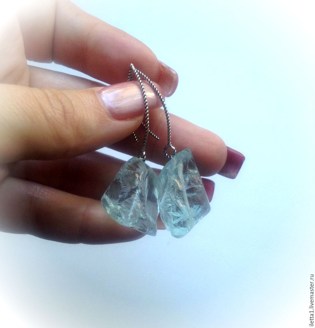 Серьги Серебро 925 пробы "Наутилус" (аква-кварц) в интернет-магазине ...