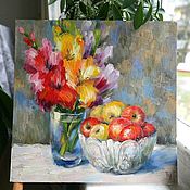 Картины и панно handmade. Livemaster - original item Apples and gladioli. Oil painting. Handmade.