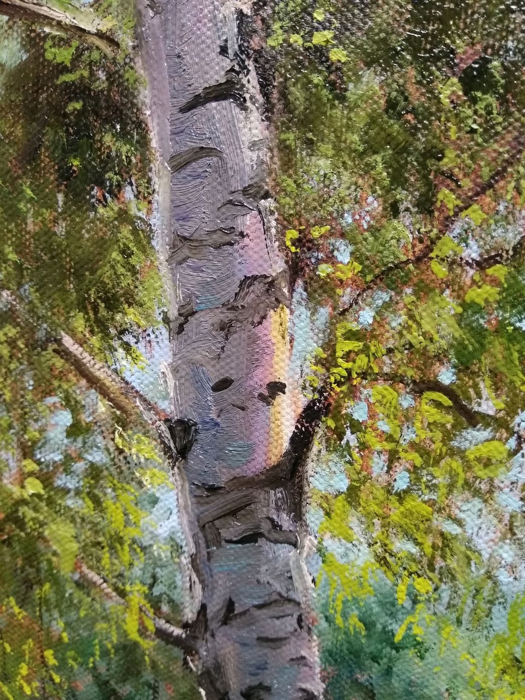 Картина березы, летний пейзаж, холст, масло, 40х60 см. Тишина на заказ ...