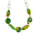 Колье из агатов кожаное "Ромашка"крупное колье с камнями, Колье, Москва,  Фото №1