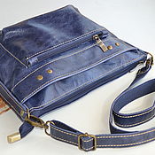 Сумки и аксессуары handmade. Livemaster - original item Leather women`s bag (blue pull-up). Handmade.