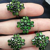 Chrome Diopside Stud Earrings 7mm, 585 Gold