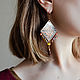 Copper earrings with boho pattern diamond earrings Red Orange. Earrings. Strangell Jewelry. My Livemaster. Фото №6