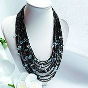 Украшения handmade. Livemaster - original item Necklace made of black spinel and blue topaz. Handmade.