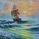 Картина-жикле Вперед к мечте. Корабль, море, закат, Картины, Санкт-Петербург,  Фото №1
