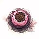 Brooch - hand made flower from fabric, Dawn cherry, Brooches, St. Petersburg,  Фото №1