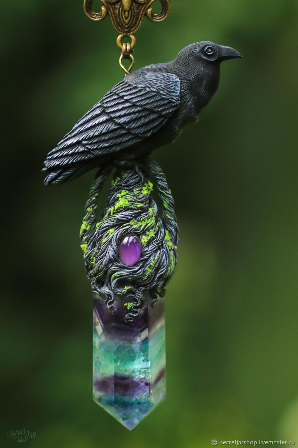 Кулон "Raven hill" с кристаллом флюорита в интернет-магазине Ярмарка ...