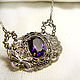 Silver plated brass necklace "Violet", fianite. Necklace. IVA victorian style. My Livemaster. Фото №5
