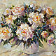 Oil painting on canvas flowers 'White peonies', peonies in a vase, Pictures, Krasnodar,  Фото №1