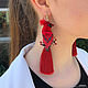 Earrings-birds-brushes 'Cardinal Richelieu'. Tassel earrings. Coffeelena. My Livemaster. Фото №5