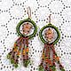 Order Earrings-brush: owlets. Long macrame earrings and beads. IrinaSkripkaMBeads. Livemaster. . Tassel earrings Фото №3