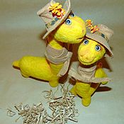 Куклы и игрушки handmade. Livemaster - original item Dinosaur in a hat and scarf, made of wool, author`s toy. Handmade.