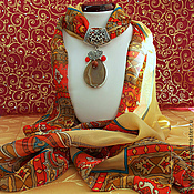 Аксессуары handmade. Livemaster - original item Silk scarf with pendant 