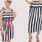 Одежда handmade. Livemaster - original item Transfrmer dress skirt in striped cotton. Handmade.