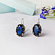 Silver earrings. Dark blue spinel, Earrings, Chaikovsky,  Фото №1