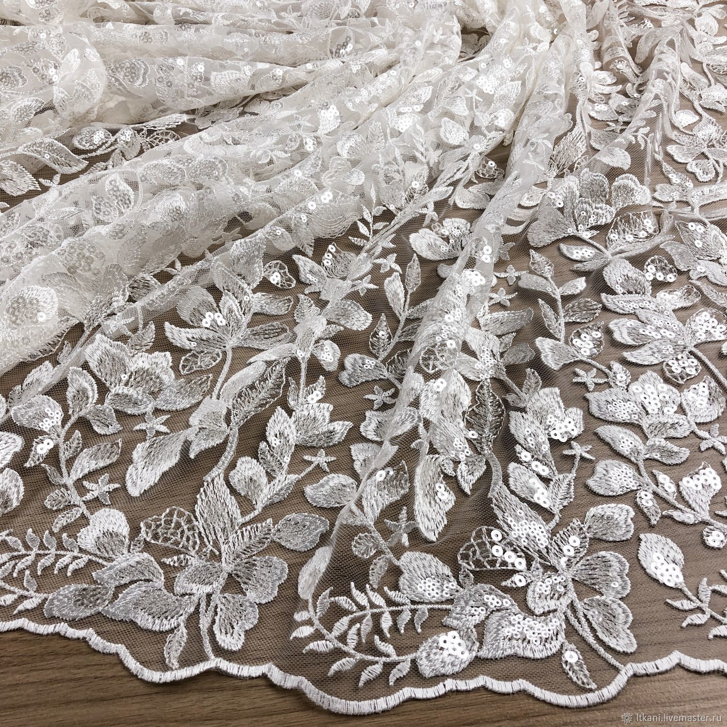 Кружево с пайетками (кружевное полотно) купить в интернет-магазине ...