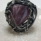 Ring with dark inky amethyst
