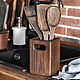 Dark oak cutlery stand. Utensils. Foxwoodrus. My Livemaster. Фото №4