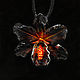 Black orchid - a three-dimensional pendant with a painting - a gift to your beloved, Pendant, Moscow,  Фото №1
